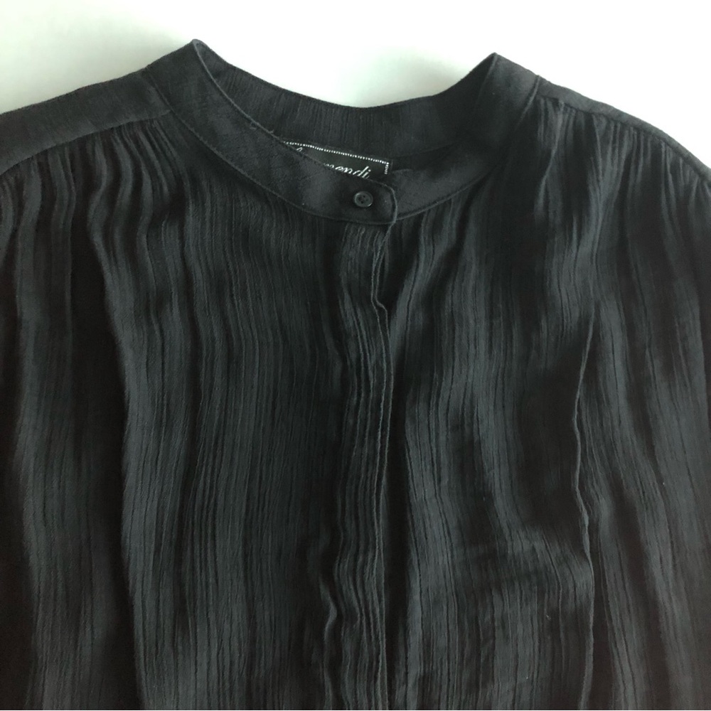 Black Long Sleeve Pleaded Loose Fit Top - Picture 6 of 12